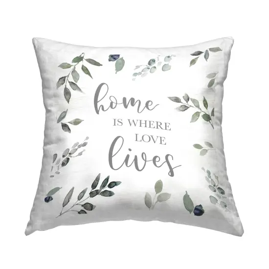 Botanical Sprigs Love Lives Decorative Printed Throw Pillow Design by Carol Robinson, 18 x 7 x 18 {1}