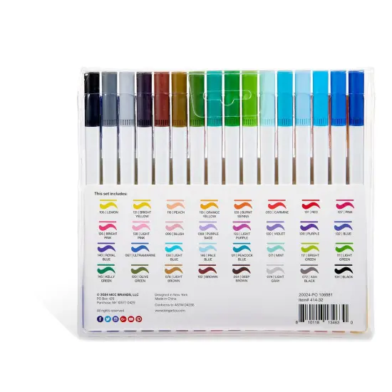 KINGART® Twin-Tip™ Brush & Fine Line Pens, Set of 32 Colors {4}