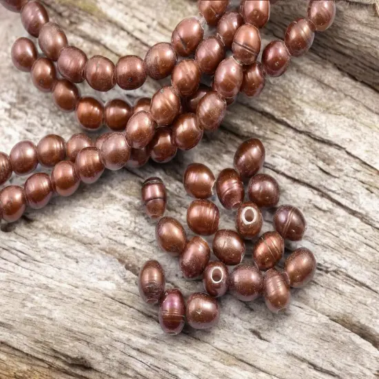 8-9mm Salmon Pink Large Hole Fresh Water Potato Pearls (8" Strand) {1}