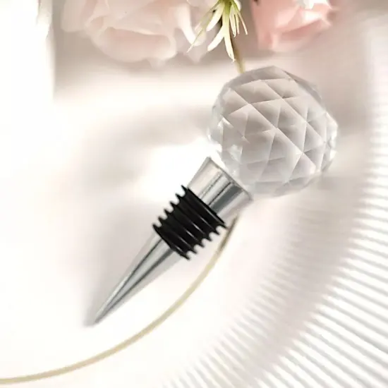 Crystal Glass Ball Silver Metal Wine BOTTLE STOPPER Clear Gift Box Party Events {2}