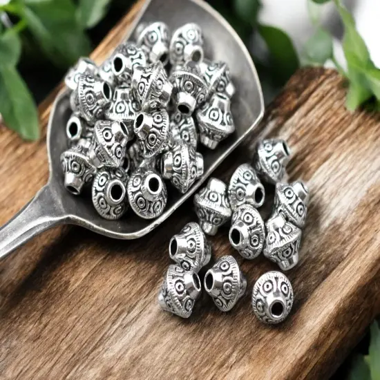 *100* 6mm Antique Silver Bicone Spacer Beads {1}