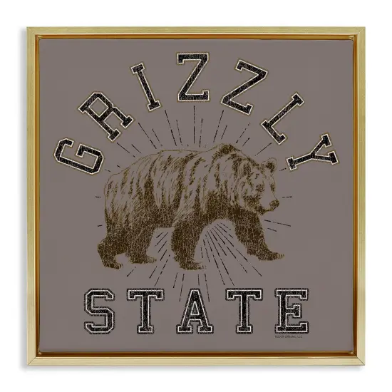 Stupell Industries Grizzly State Vintage Framed Floater Canvas Wall Art Design by Spirit Animals/Life Is High {1}