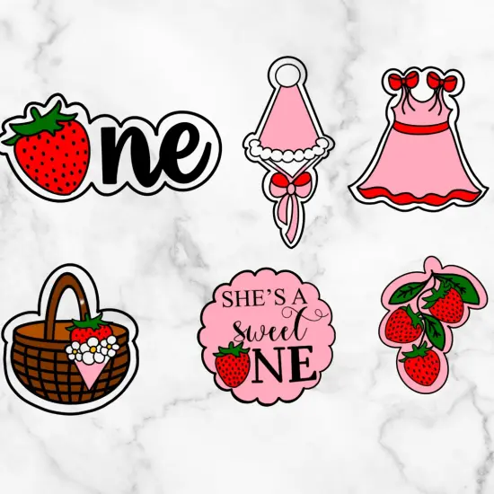 Strawberry Themed First Birthday Cookie Cutter Set {2}