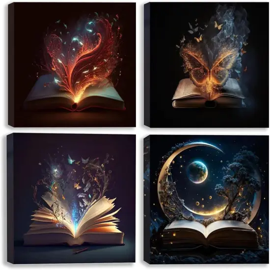 4 Pack Paint by Numbers Kit for Adults with Frame, Magic Book Canvas, DIY Paint by Number Kits for Home Wall Decor {1}