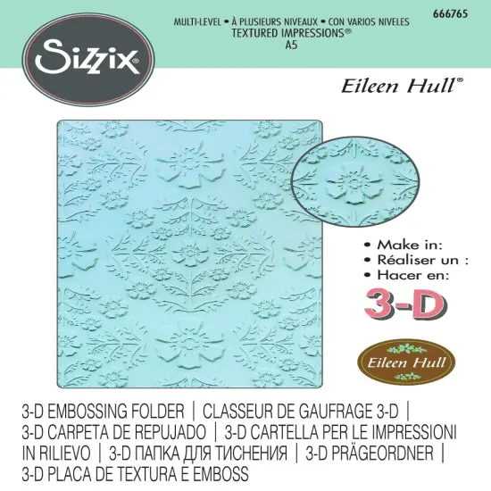 Sizzix Textured Impressions Embossing Folder By Eileen Hull-Floral Damask {1}