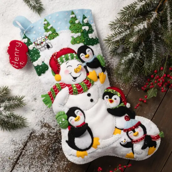 Bucilla Felt Stocking Applique Kit 18" Long-Snowy Snuggles {3}