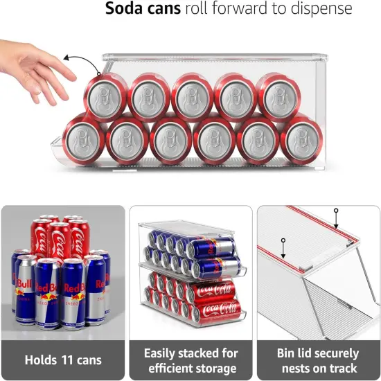 Sorbus Skinny Soda Can Organizer with Lids 2 Pack - Stackable Slim Can Holder Drink Dispenser {4}