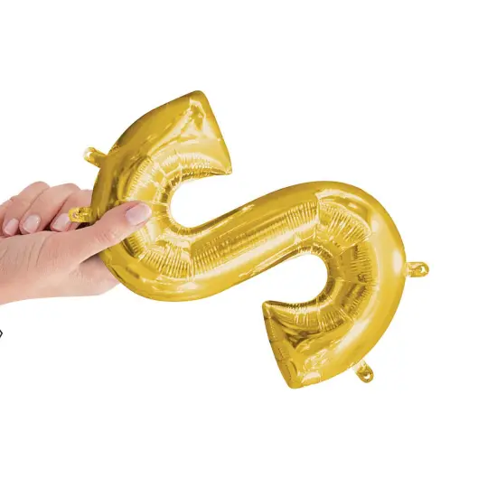 Anagram&reg; 16" Gold Letter S Balloon Air Fill Only Foil Mylar {2}