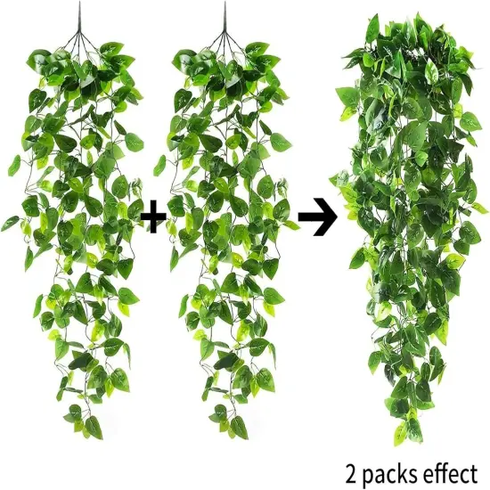 2pcs Artificial Hanging Plants Vines for Room Decor Fake Ivy Greenery Garlands for Patio Home Bedroom Wall Summer Decor {5}