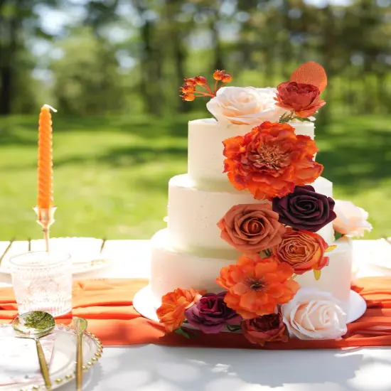 Artificial Flowers Orange Wedding Silk Flowers with Stems {3}