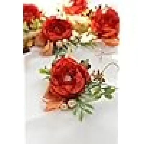 Burnt Orange Silk Flower Wrist Corsages {6}