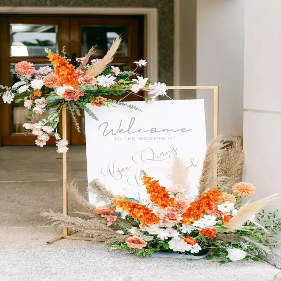 Orange Fake Flowers Larkspur Realistic Faux {4}