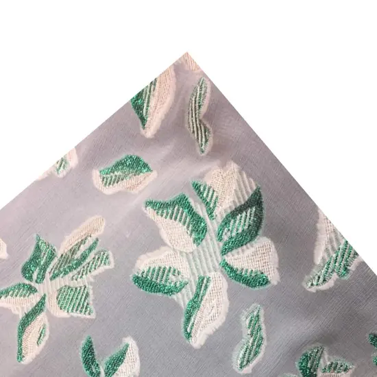 1 Yard France Metallic Champagne and Green Chiffon Print Fabric for Dresses and Eveningwear 52 Inches Wide {5}