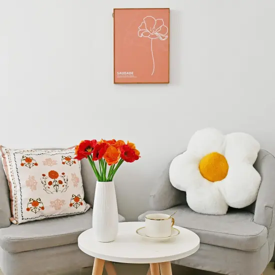 PU Red and Orange Poppy Artificial Flowers {5}