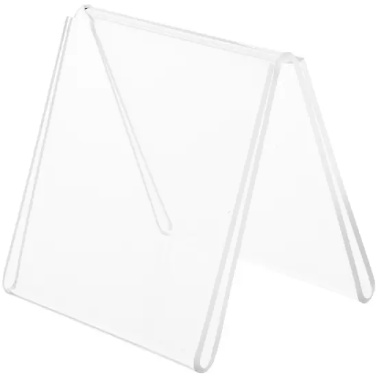 Plymor Clear Acrylic Folded A-Frame Holder for 2 Signs or Photos, 3.5" H x 3.5" W x 3" D {1}