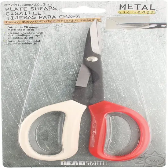 The Beadsmith Plate Shears &ndash; Metal Elements &ndash; Heavy Duty Scissors &ndash; Made of Carbon Steel &ndash; 8 Inches/20.3mm Long, 1.75in/44.45mm Cutting Blades &ndash; Cuts Up to 20 Gauge Metal Sheet Stock {6}