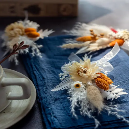 Mini Dried Flowert Set (Pack of 6), Orange Small Bouquet, Pampas Small Bouquet {4}