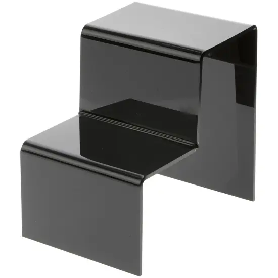 Plymor Black Acrylic 2-Step Solid Back Display Stairs, 8.25" H x 6" W x 8.75" D {1}
