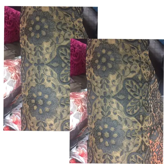 1 Yard Brown and Black Embroidery Organza Fabric for Gowns and Event Decor 54 Inches Wide {3}