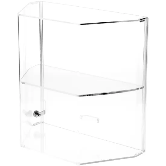 Plymor Clear Acrylic Locking Display Case with Angled Sides and Sliding Back, 1 Shelf {1}