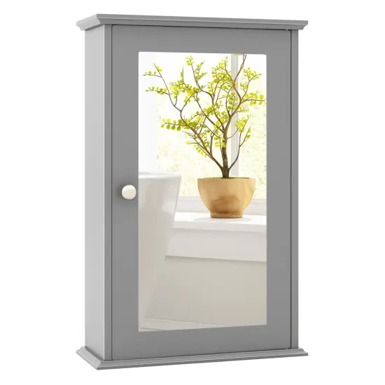 Bathroom Wall Cabinet with Single Mirror Door White {8}