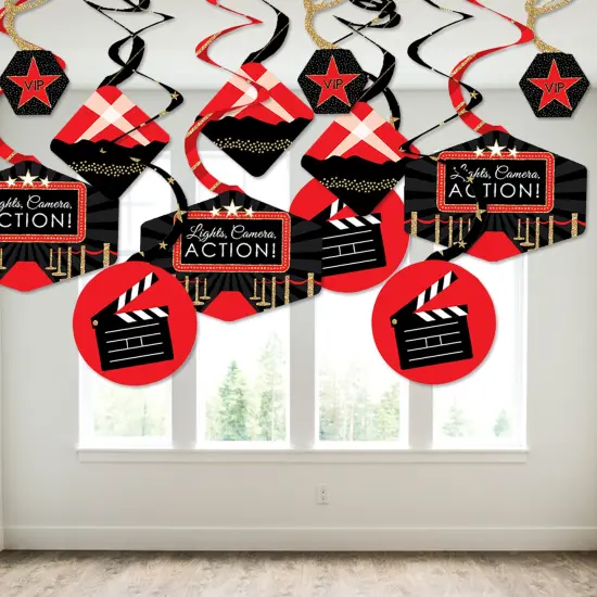 Big Dot of Happiness Red Carpet - Movie Night Party Hanging Decor - Party Decoration Swirls - Set of 40 {4}