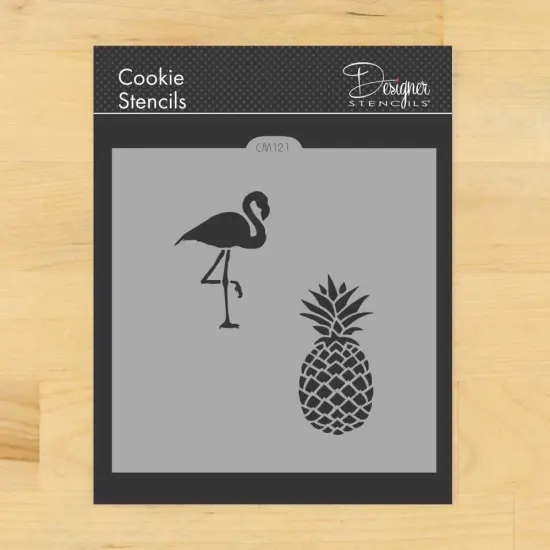 Flamingo and Pineapple Cookie & Craft Stencil | CM121 by Designer Stencils | Baking Stencils for Royal Icing, Airbrush, Dusting Powder | {1}