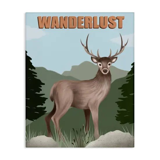 Stupell Industries Wanderlust Nature & Deer Canvas Wall Art Design by Jo Taylor {1}