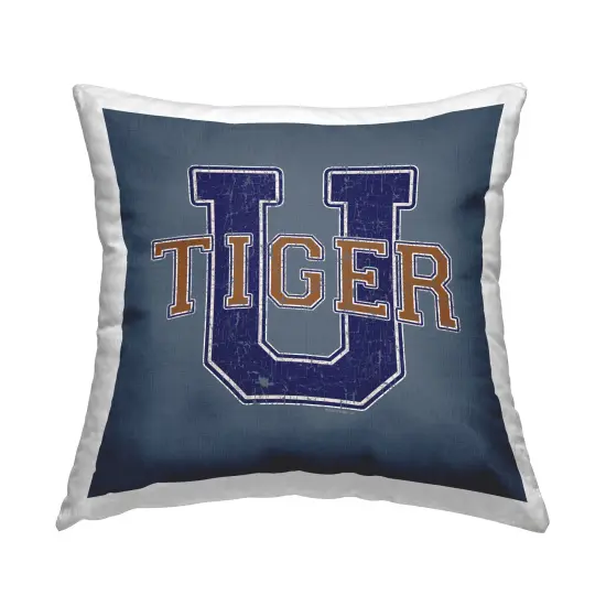 Varsity Tiger U Vintage Decorative Printed Throw Pillow Design by Spirit Animals/Life Is High, 18 x 7 x 18 {1}