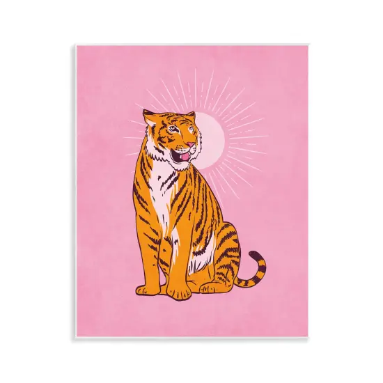 Stupell Industries Preppy Tiger on Pink Wall Plaque Art Design by Nataly White {1}