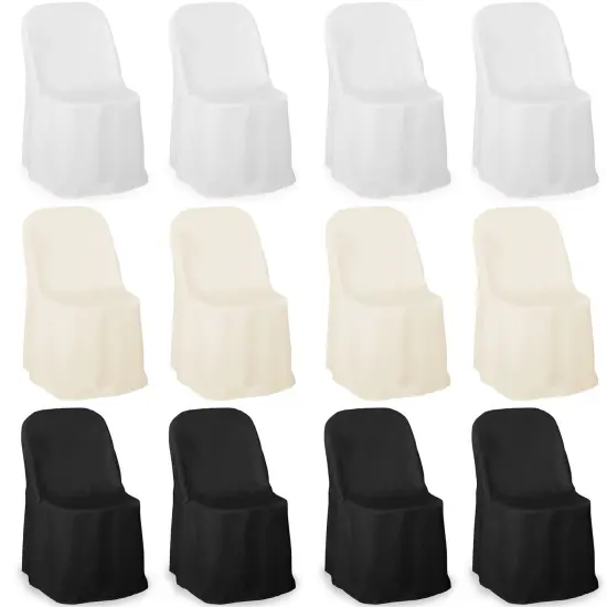 Lann's Linens 10 pcs Polyester Folding Chair Covers for Wedding, Party, and Banquet - Elegant Cloth Slipcovers {5}