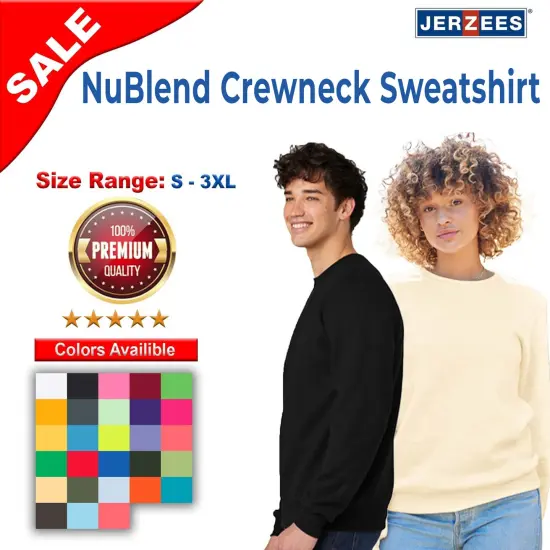 Jerzees&reg; NuBlend Long Sleeve Crewneck Sweatshirt Black ink {2}