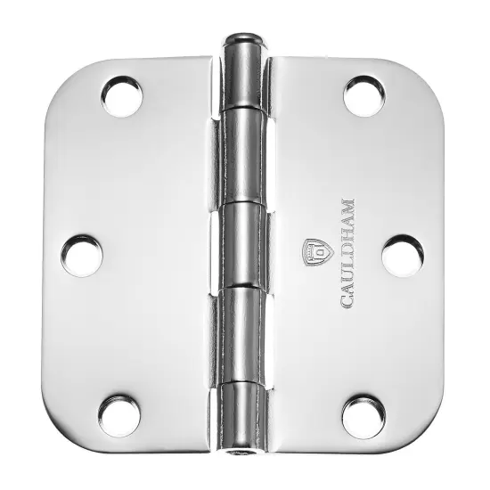 Cauldham Heavy-Duty 3-1/2" Interior Door Hinges with 5/8" Radius Corners - Polished Chrome {3}
