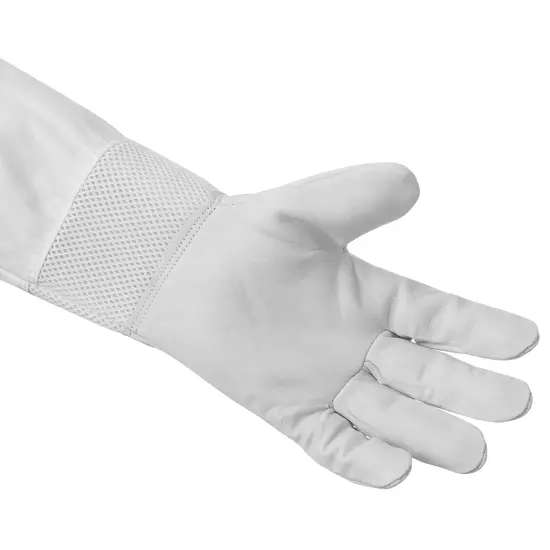 Honey Keeper Beekeeping Gloves - Goatskin Leather with Ventilated Canvas Sleeve and Elastic Cuff {4}