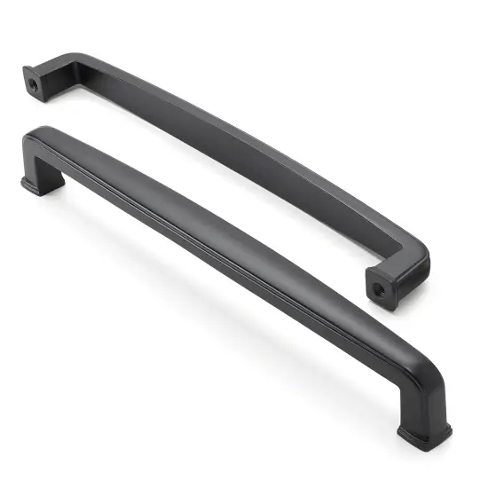 Cauldham Solid Kitchen Cabinet Handles (7-1/2" Hole Centers) - Drawer/Door Hardware - Style T765 - Matte Black {2}