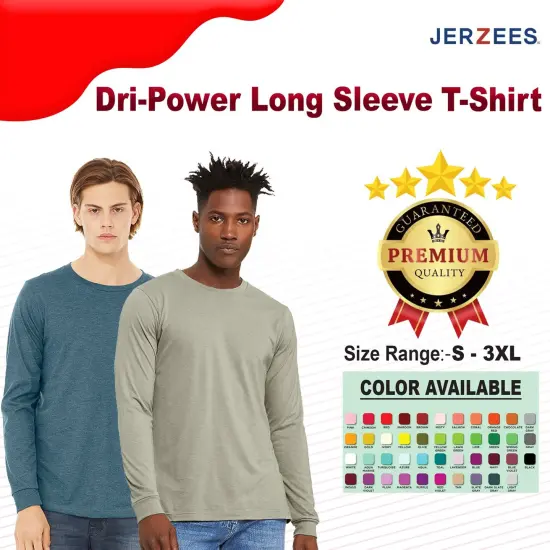 JERZEES&reg; Dri-Power Crewneck Long Sleeve T-Shirt Kiwi {2}