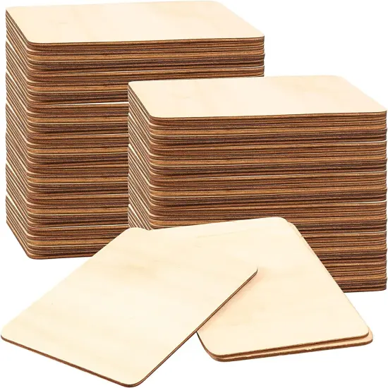 100 PCS Rectangle Unfinished Wood Pieces, 4 x 6 Inch {1}
