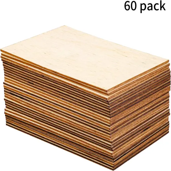 60 Pieces 6 x 4 Inch Rectangle Unfinished Wood Pieces Blank Sharp {4}