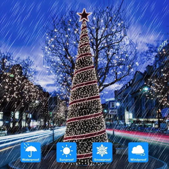 Extra-Long 288FT 800LED Solar Fairy String Lights, 4-Pack 72FT 200 LED Outdoor Twinkle Lights Waterproof 8 Lighting Modes Cool White Silver Wire Lights for Deck Backyard Tree Garden Fence Pool Party {3}