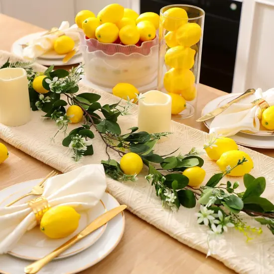 6 ft Artificial Lemon Garland 30 Pcs 3 x 2 Inch Fake Lemons Spring Greenery Garland Wreath Faux Lemon Decoration for Home Front Wedding Party Table {3}