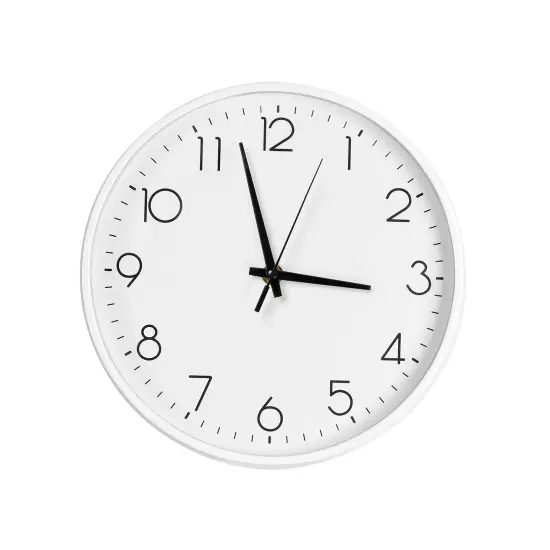 Modern 9.8-Inch Silent Wall Clock &ndash; Minimalist Design, Battery Operated White {1}