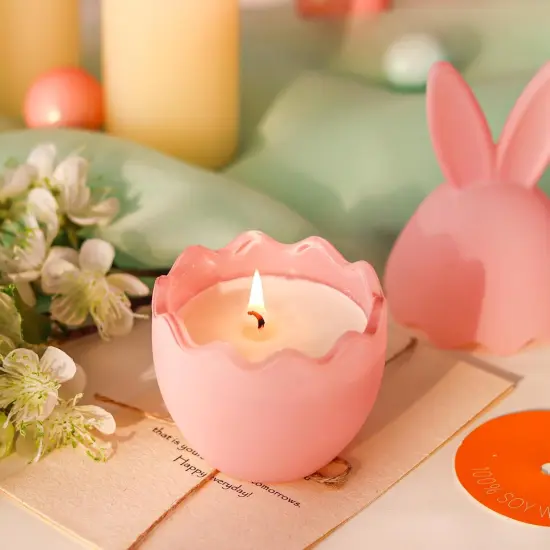Easter Candle Decoration for Table Centerpieces, Bunny Egg Lavender Scented Candle, Spring Home Decor, Indoor Easter Gift for Women {2}