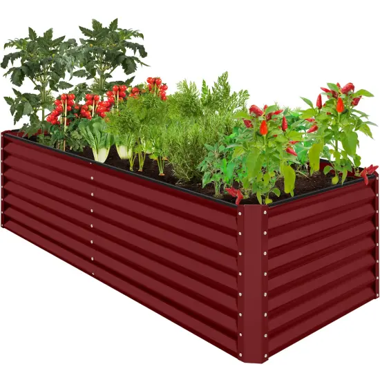 Best Choice Products 8x4x2ft Outdoor Metal Raised Garden Bed, Planter Box for Vegetables, Flowers, Herbs Royal Red {1}