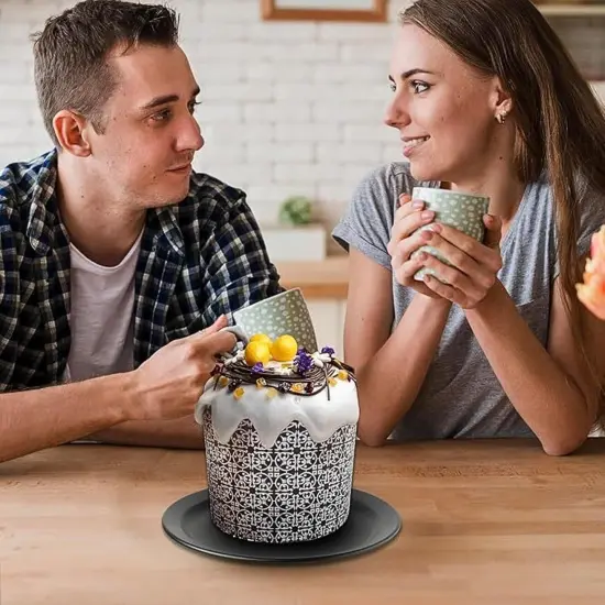 15oz Large Panettone Paper Mold Murals Silver - 12pcs, H 3.54&Prime;x5.11&Prime; W (9cm x13cm) Kulich Mold - Round Panettone Paper Baking Molds - Pans Paper Panettone - Easter Bread Baking Forms {5}