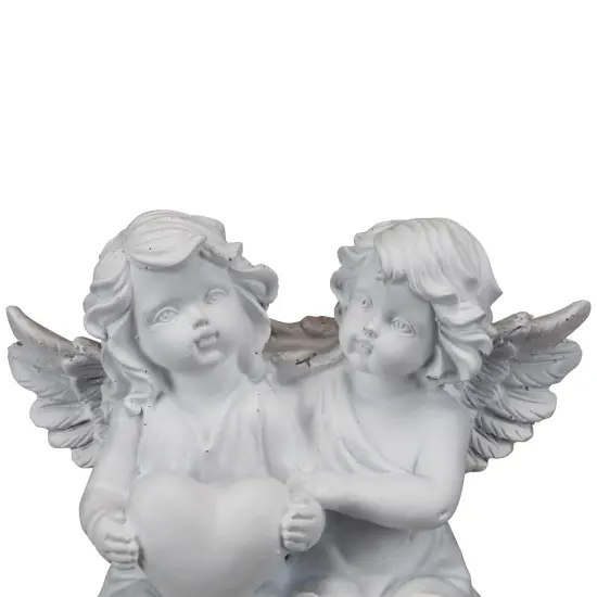 Northlight Sitting Boy and Girl Cherubs with Heart Statue - 6.75" White {7}