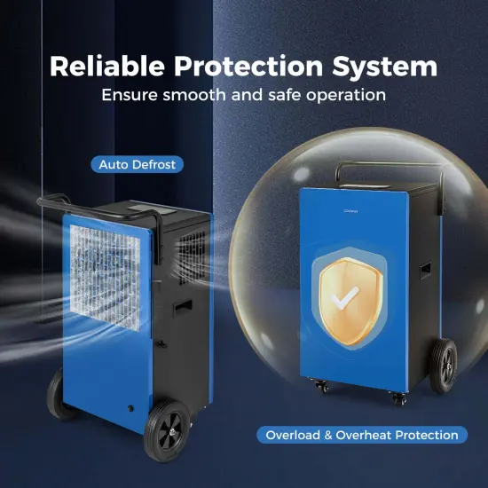 Costway 215-Pint Portable Commercial Dehumidifier with Drain Hose 24H Timer 8,000 Sq. ft Coverage Area {5}