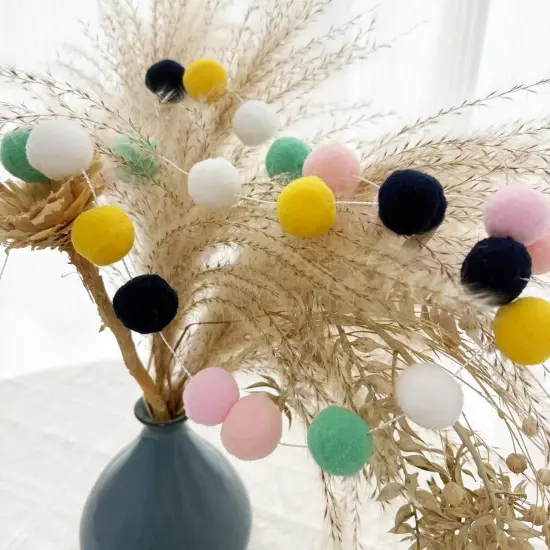 Easter Pom Pom Garland Decorations, 3 Pack 30 Balls Pastel Felt Ball Garlands Colorful Hanging for Wall Window Classroom Birthday Party Home Decor {4}