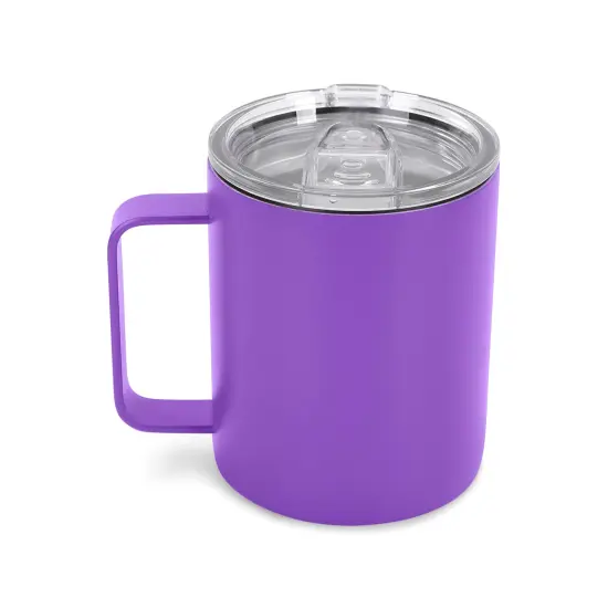Makerflo 12 oz Powder Coated Camper Mug with Leak-Proof Clear Lid, Ideal for Craft and Personalization (Laser Engraving, UV DTF, Epoxy, and Vinyl) Purple {4}