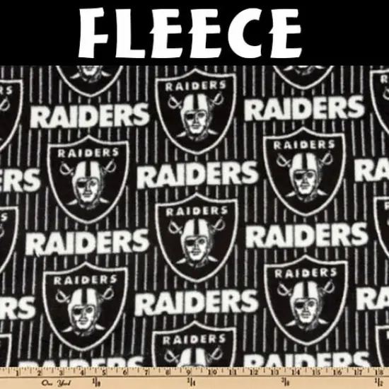 Licensed NFL Las Vegas Raiders Pinstripe Fleece 6243-D Fabric by the Yard {1}