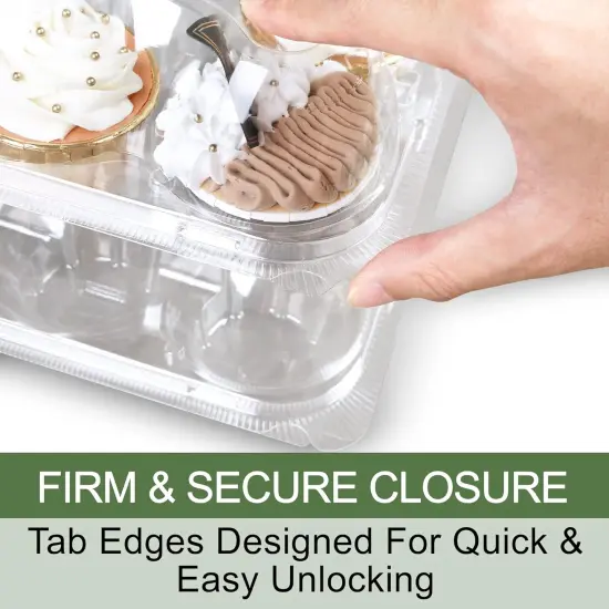 Cupcake Containers 12 Count, 12 Sets, Plastic Dozen Cupcake Boxes, Disposable Cupcake Carrier Holder with Detachable Tall Dome Lid, BPA Free, Standard Size {4}